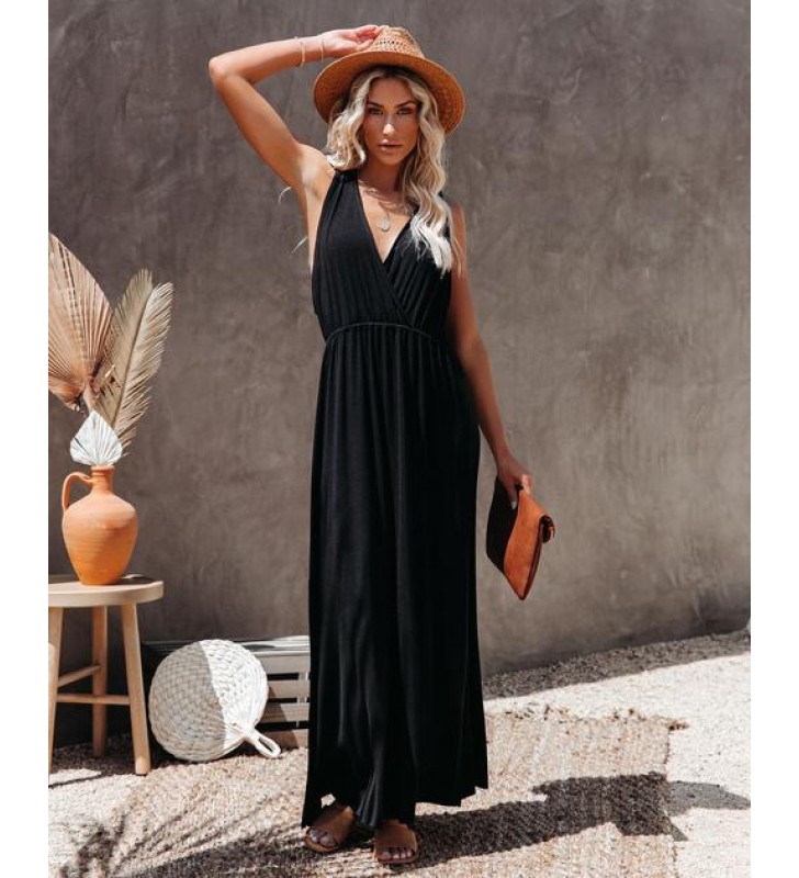 Choose Wisely Knit Maxi Dress - Black